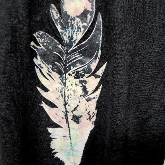 🤗Black Sheer Top/Long Sleeve/Feather Design/Free Gift - Picture 4 of 5